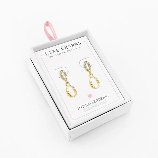 Life Charms E205 Drop Stud Earrings