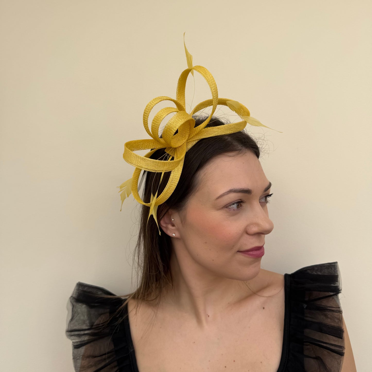 J Bees JB26/150 Lemon Yellow Fascinator