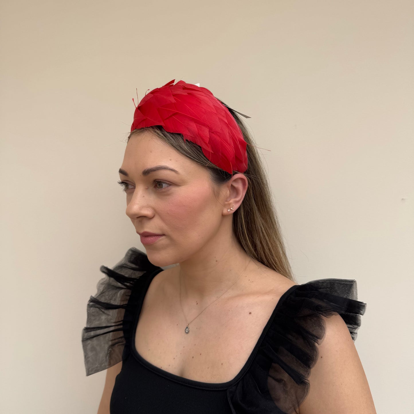 J Bees JB26/143 Poppy Red Feather Headband Fascinator