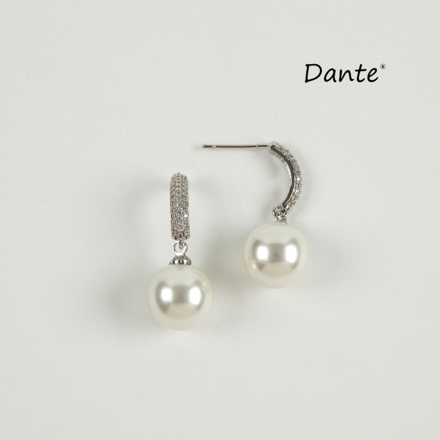 Dante Pearl Dropper Earrings with Sparkle