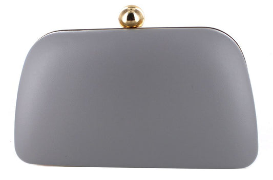 Mac EB0462 Grey Plain Frame Clutch Bag