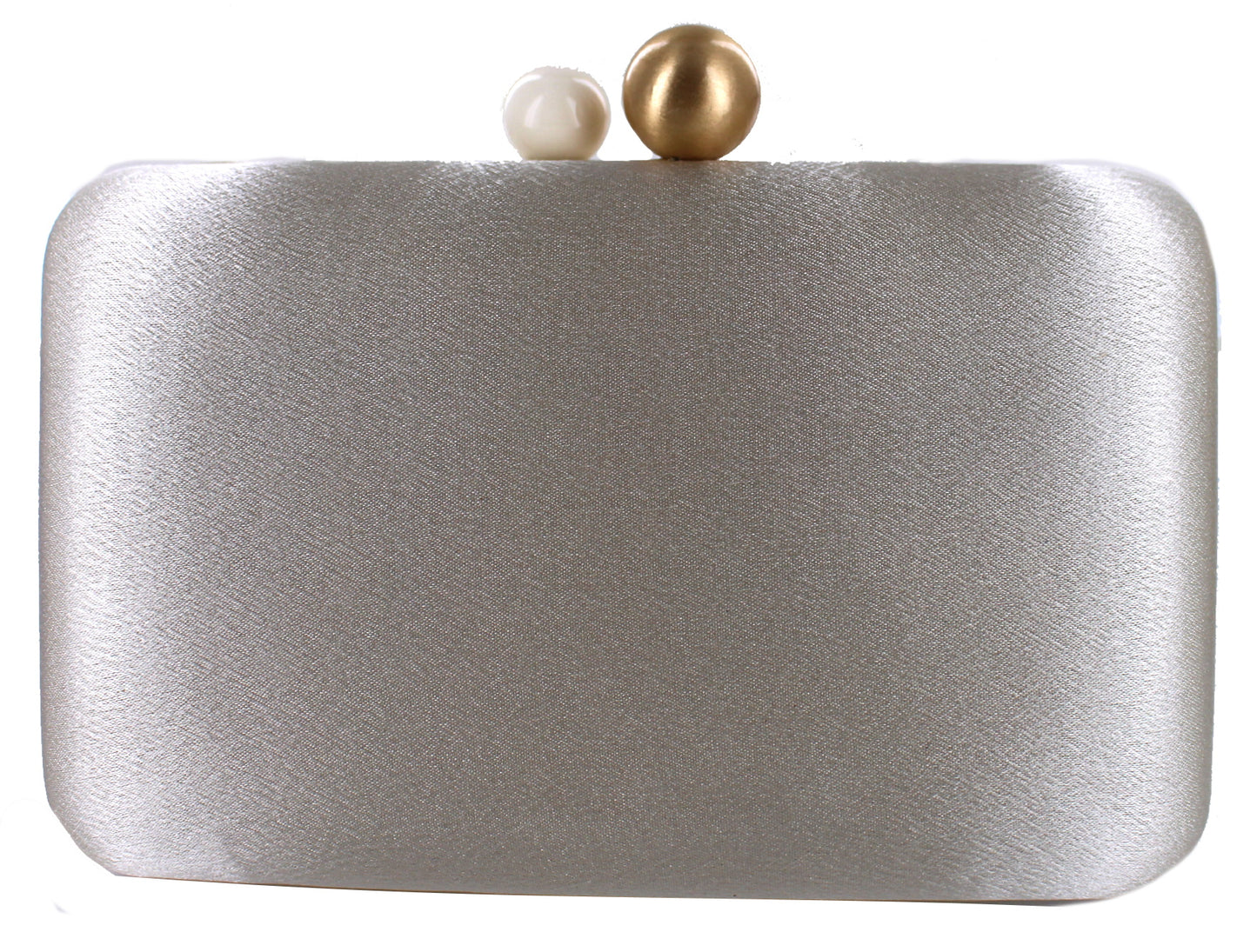 Mac Ivory Satin Clutch with Ball Clip Top