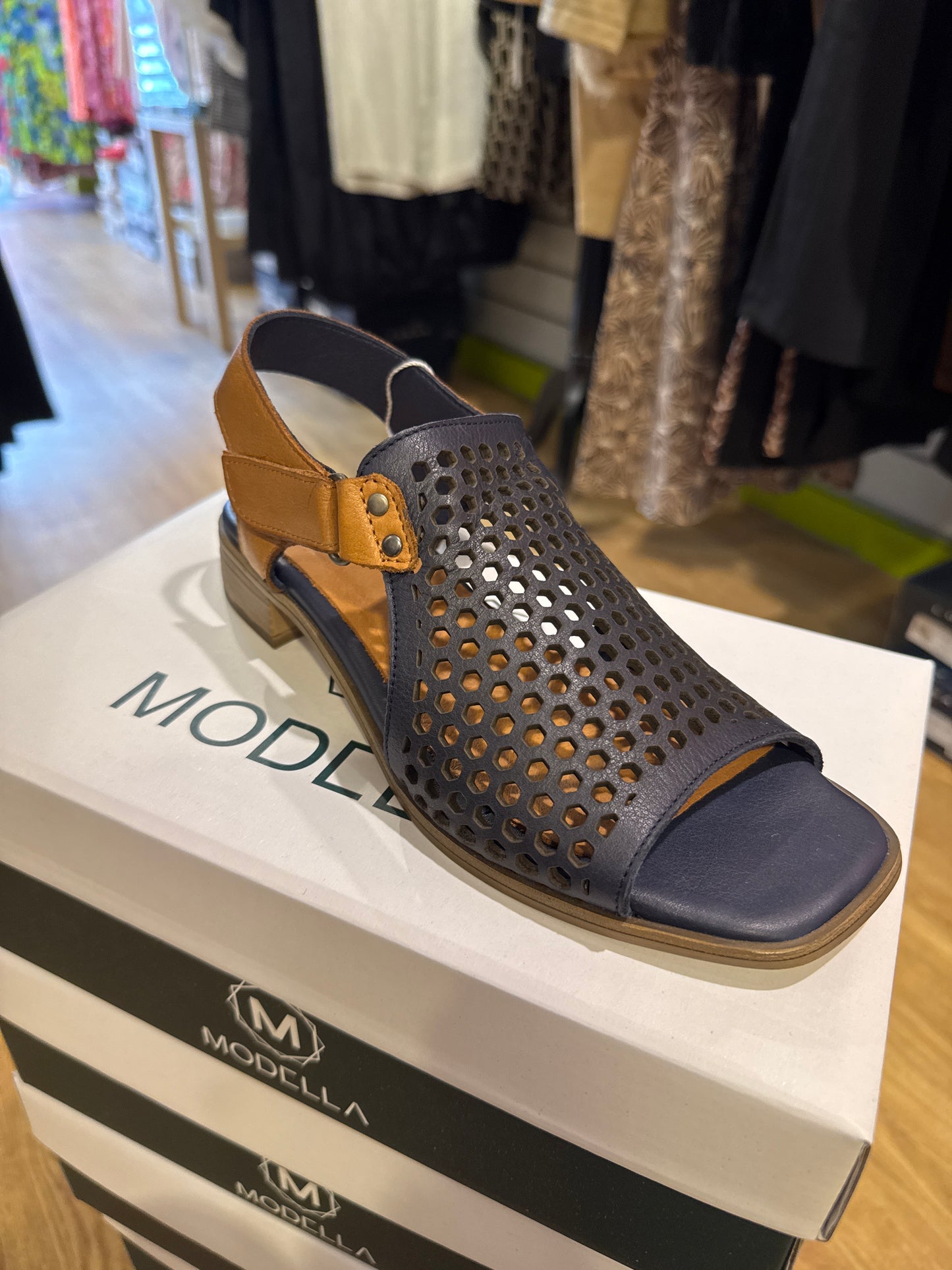 Modella Beatrice Leather Laser Cut Mule Sandal