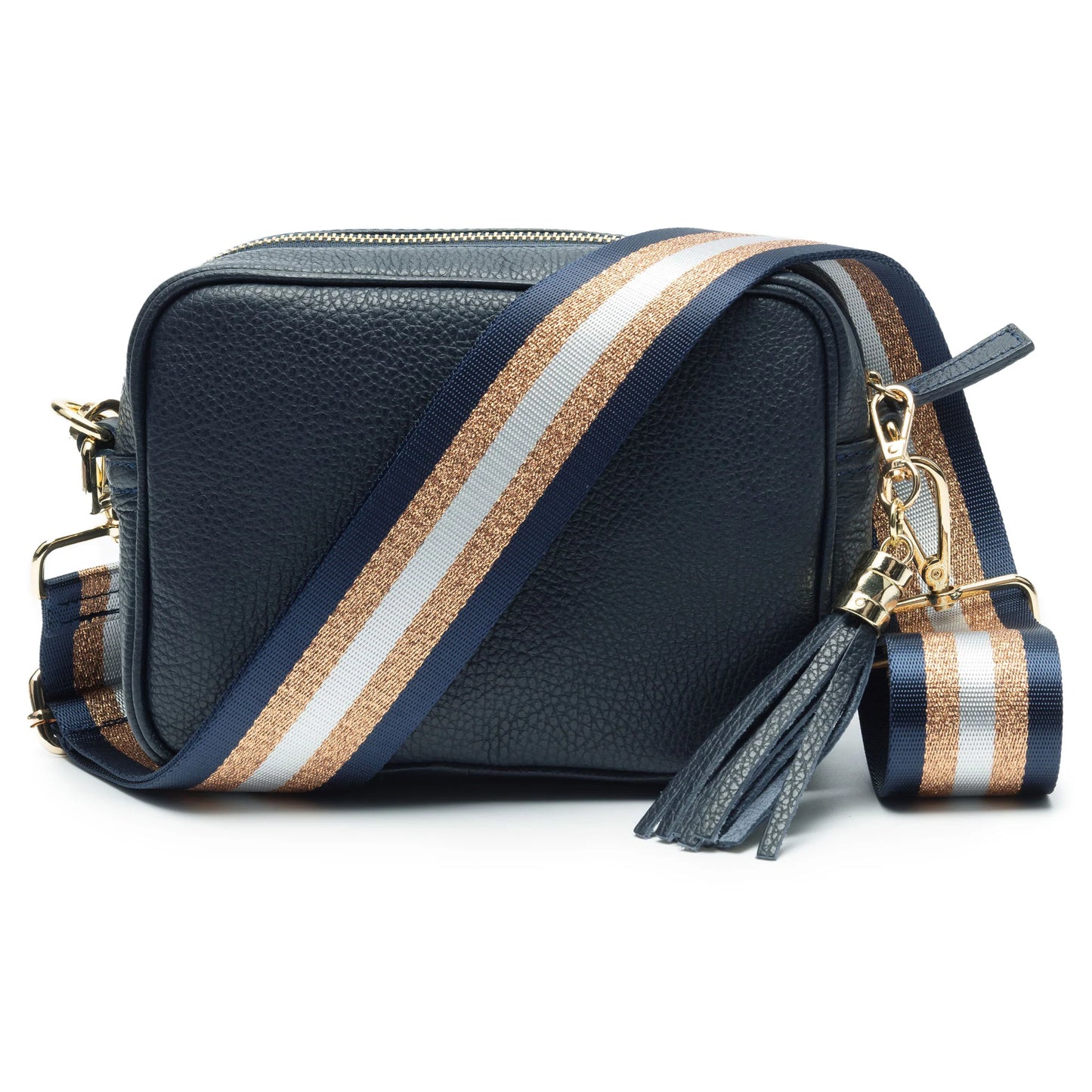 Elie Beaumont Navy Leather Crossbody Bag