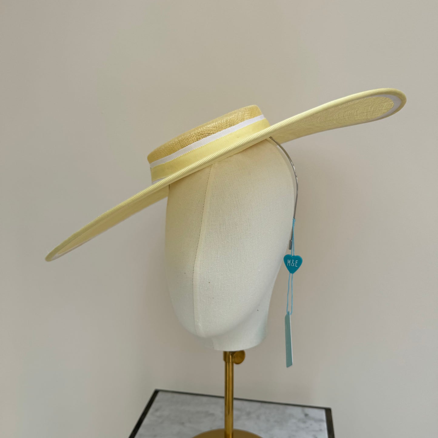 Max & Ellie CH6 Lemon Yellow & White Boater Hat