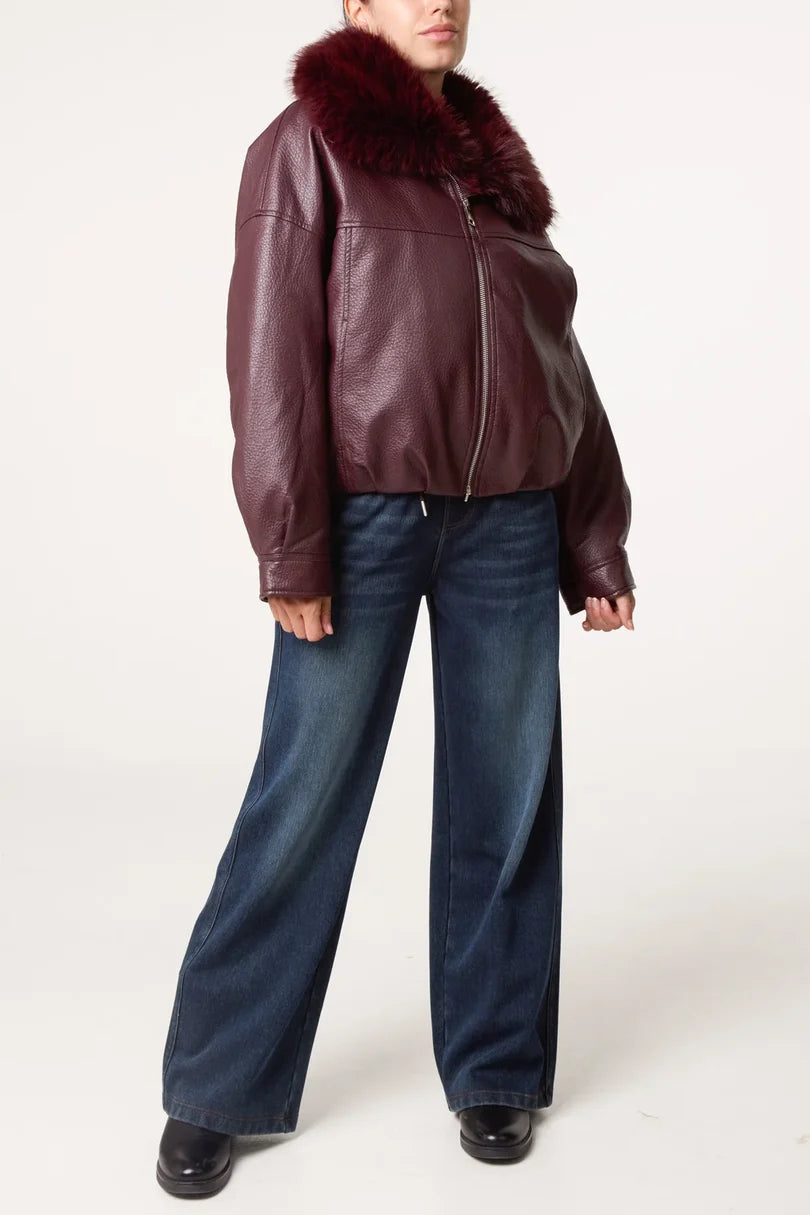 QED NL261115 Bomber Jacket with Faux Fur Collar