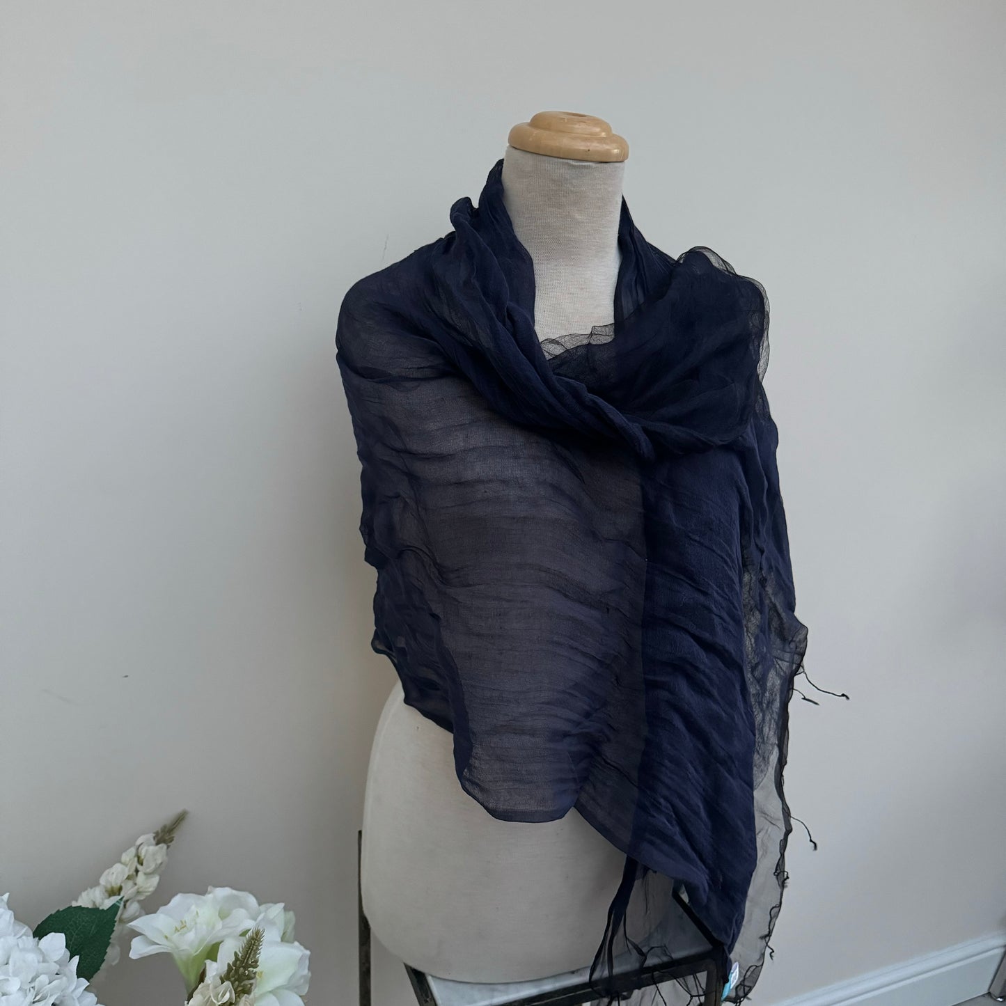 Max and Ellie CS8 Navy Silk & Cotton Wrap