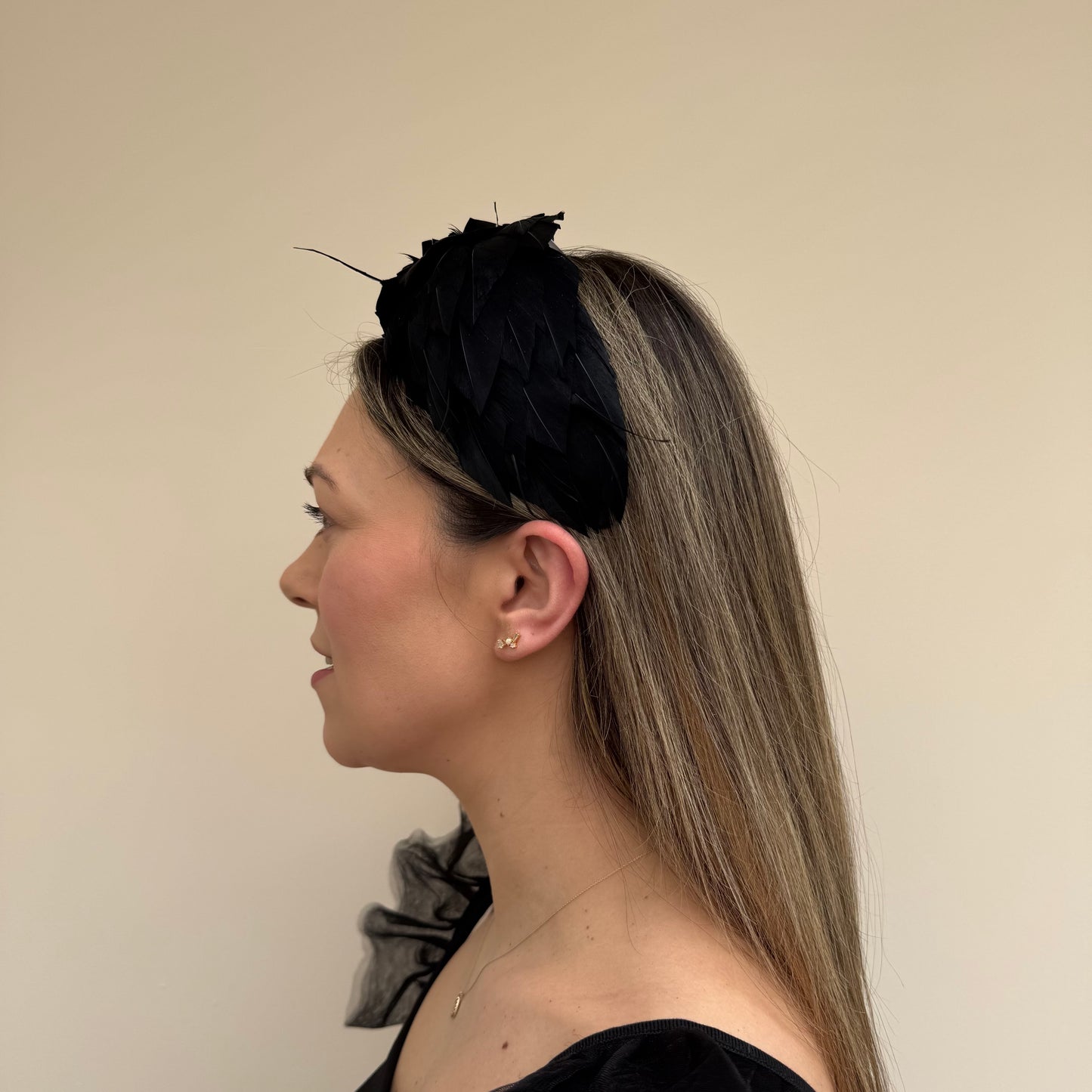 J Bees JB26/143 Black Feather Headband Fascinator