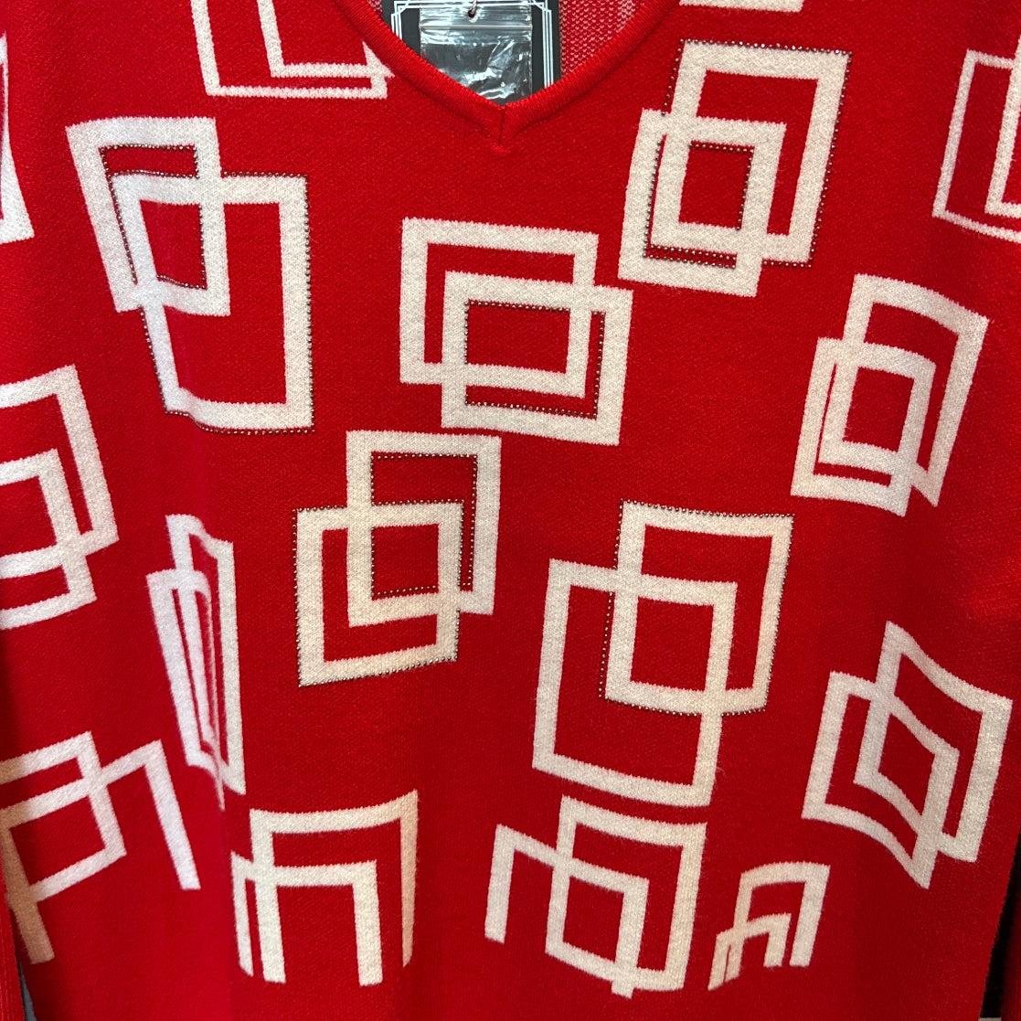 Paramour PK98336 White Squares Printed Jumper