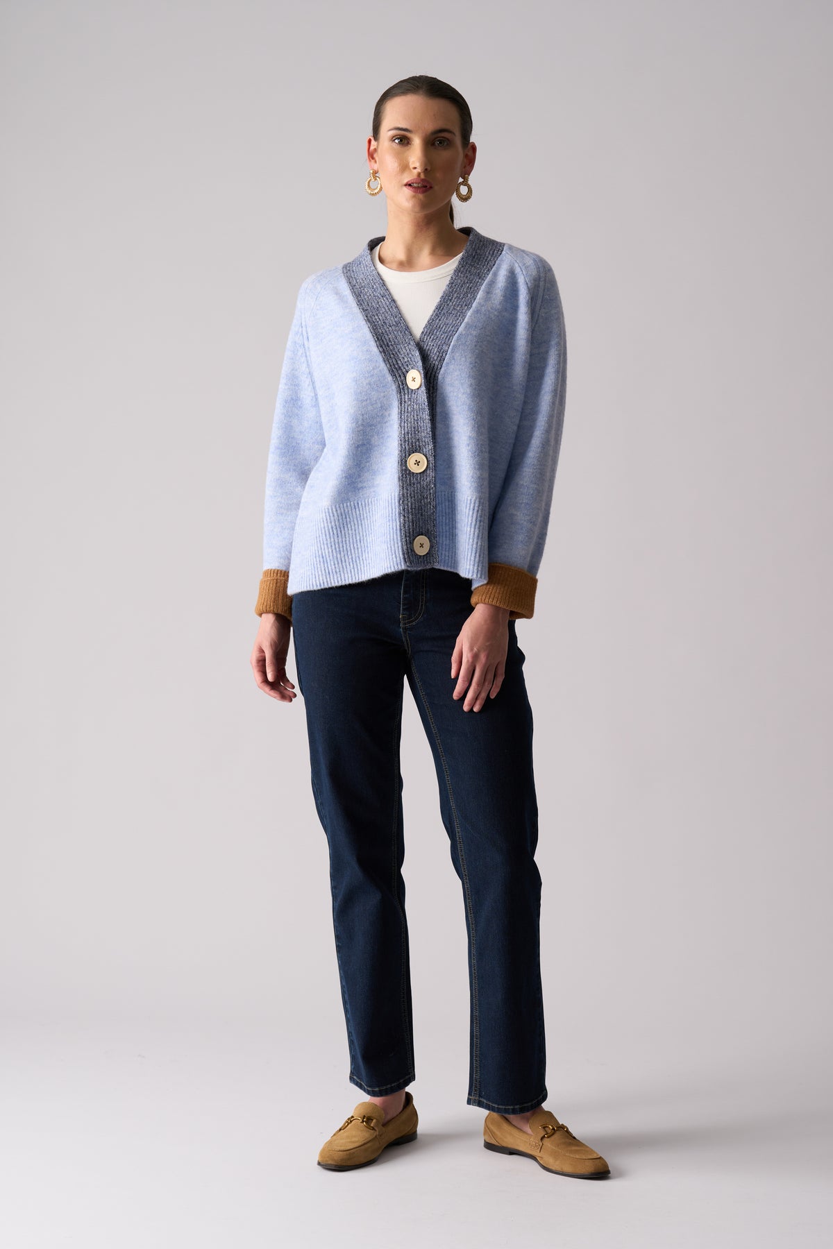 Foil Plush Love Cardi Blue Combo