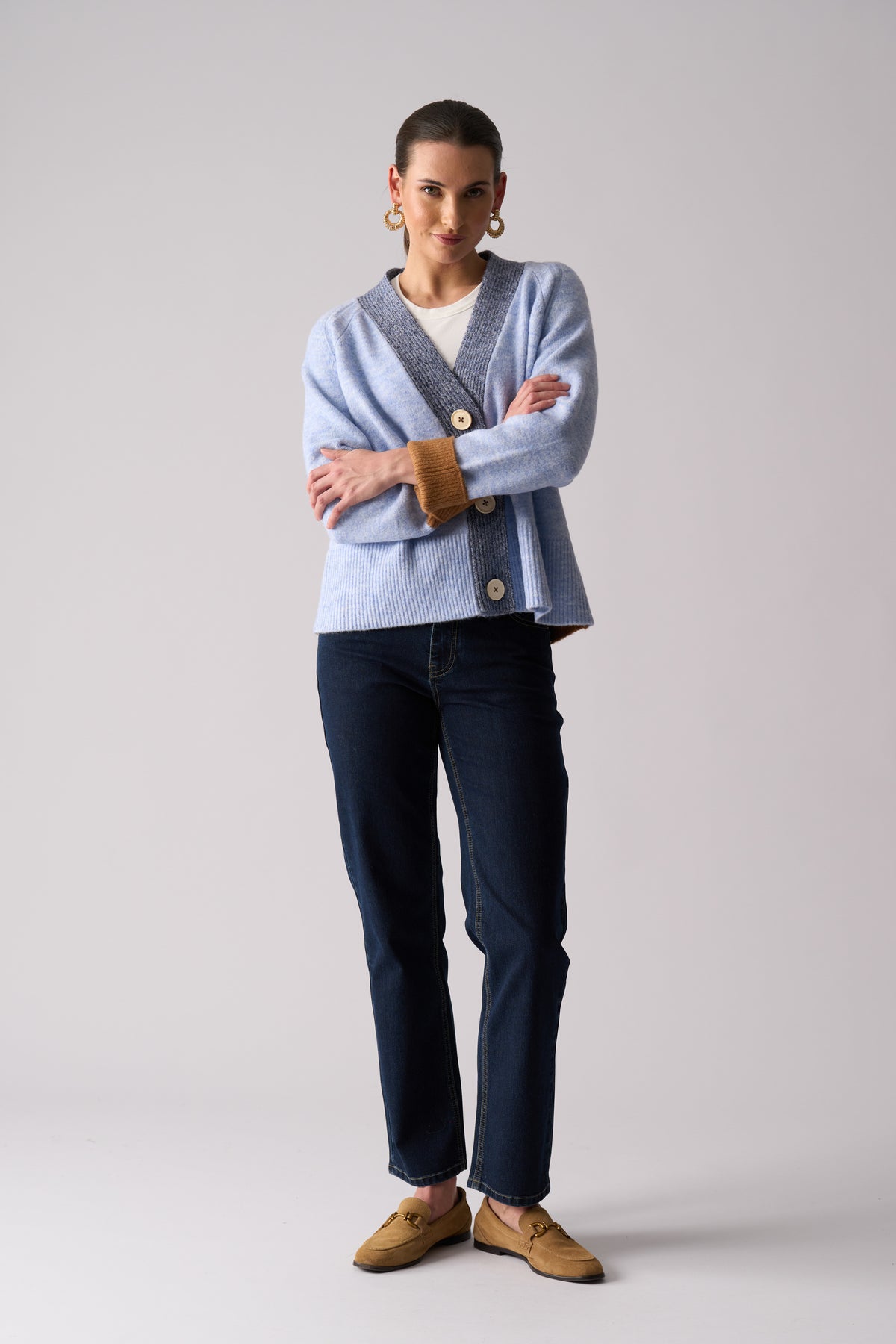 Foil Plush Love Cardi Blue Combo