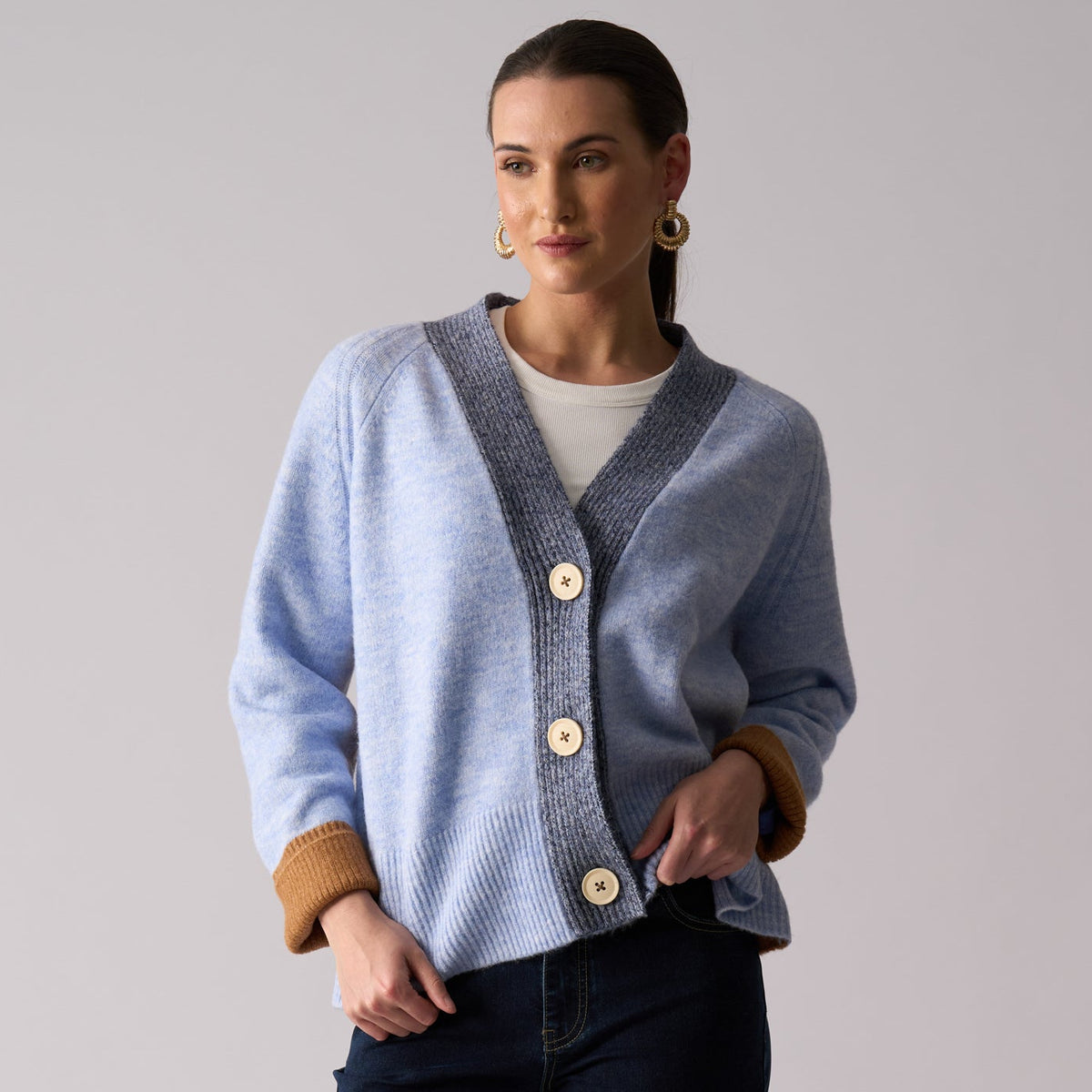 Foil Plush Love Cardi Blue Combo