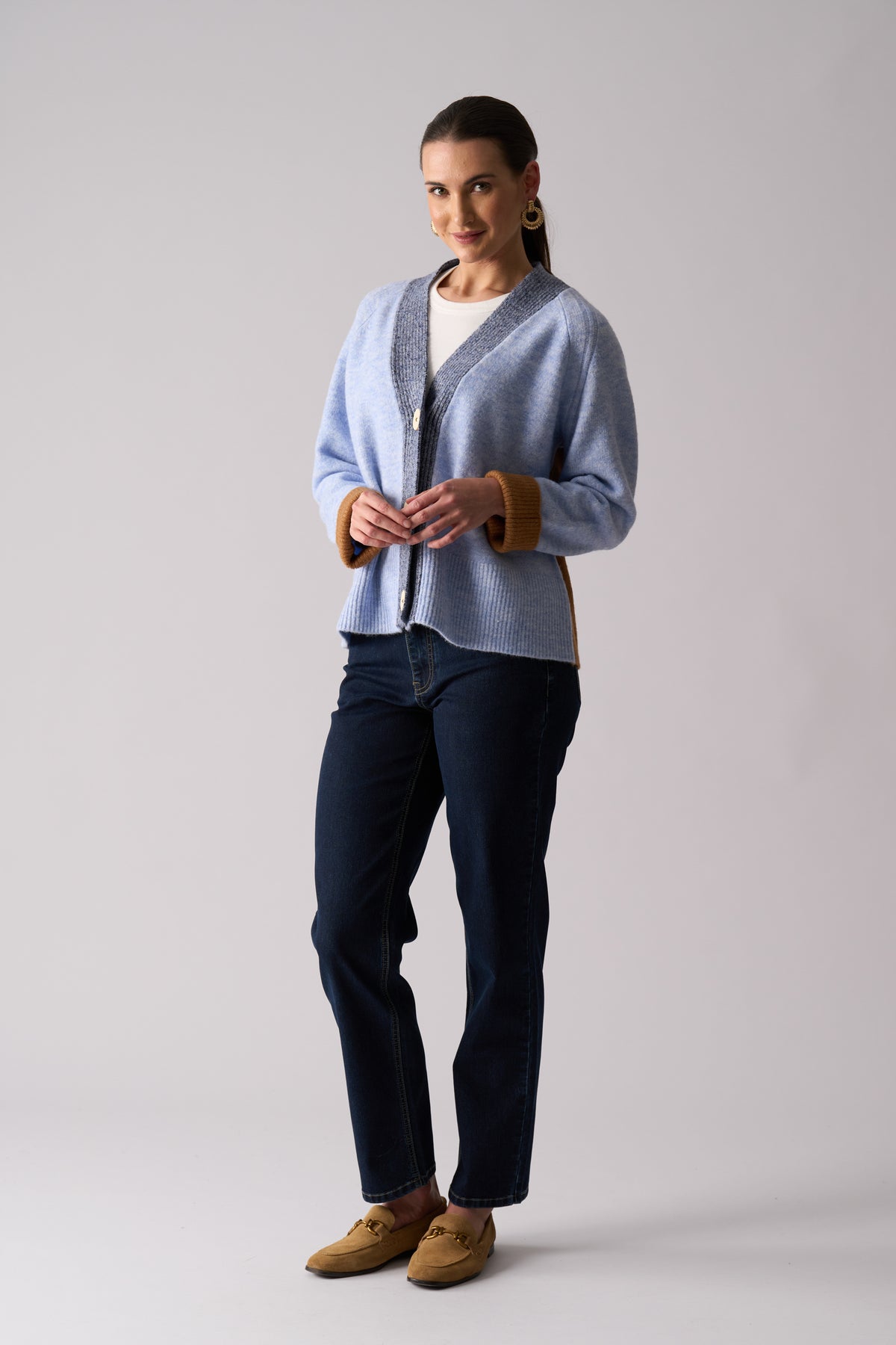 Foil Plush Love Cardi Blue Combo