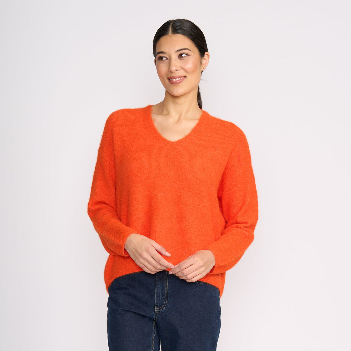 Foil Electric Orange Half Sweater