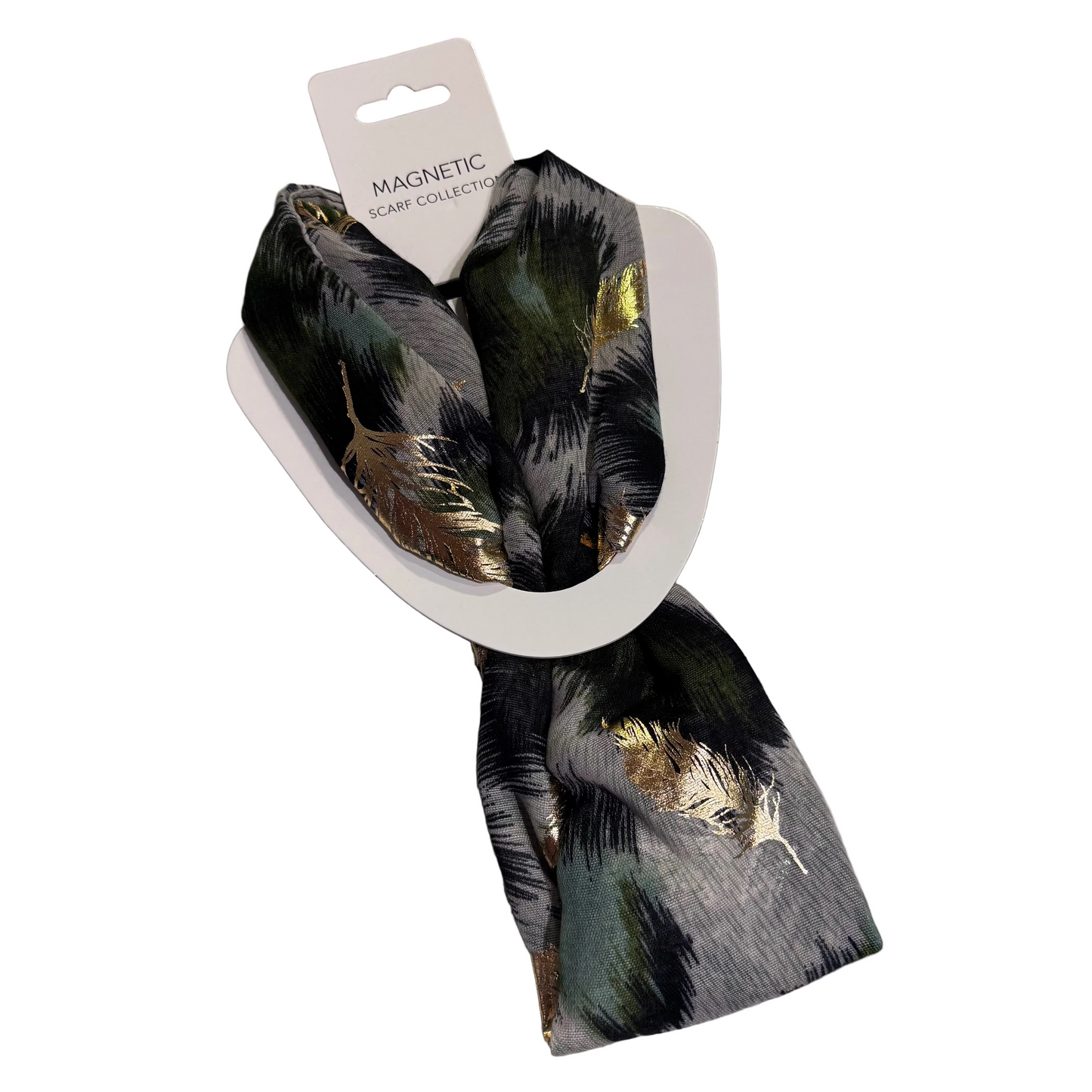 SHMM1677 Magnetic Leaf Print Scarf