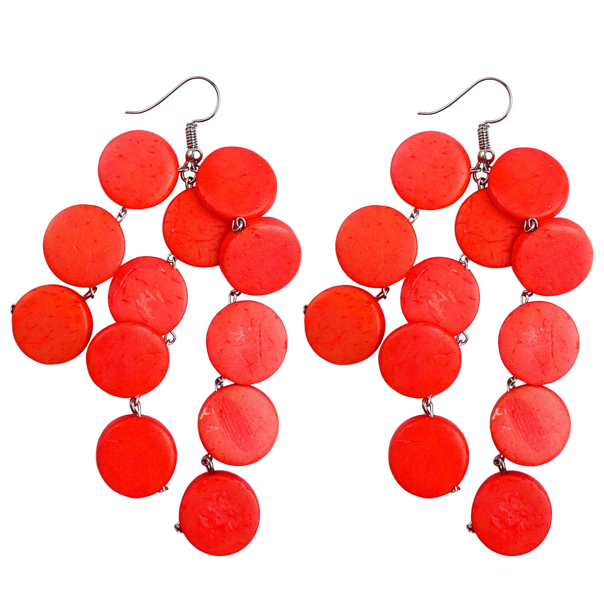 Lotus Feet H15C Coral Orange Cascade Earrings