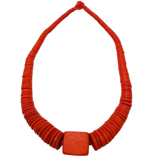 Lotus Feet Orange Coconut Shell Necklace