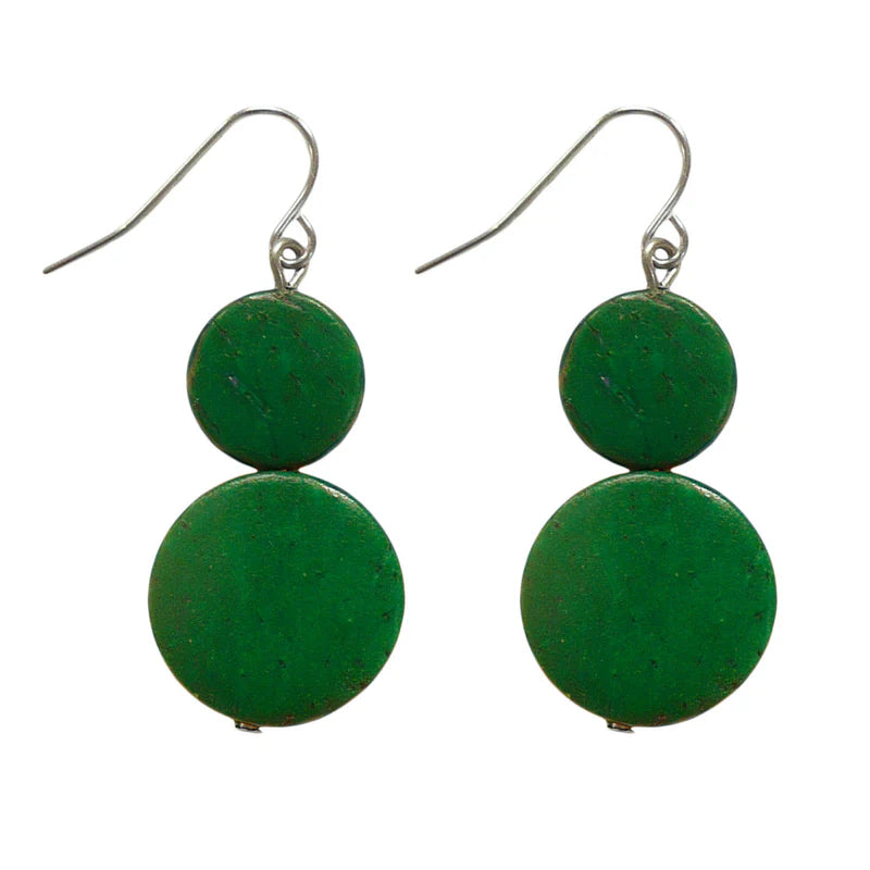 Lotus Feet Green Two Tier Earrings