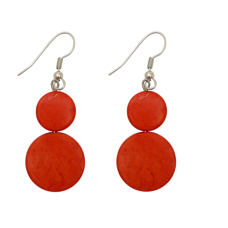 Lotus Feet Orange Two Tier Earrings