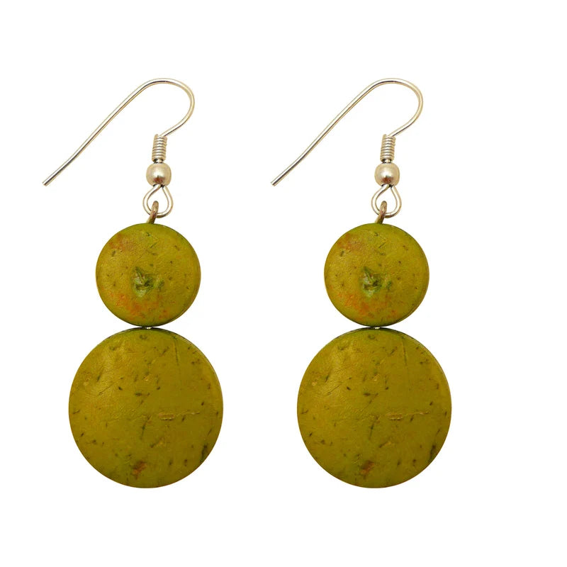 Lotus Feet Lime Green Two Tier Earrings