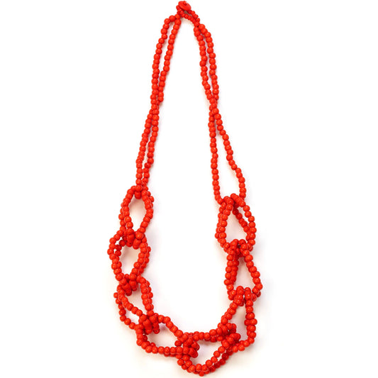 Lotus Feet Wood Chain Necklace Orange