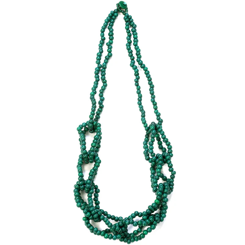 Lotus Feet H2411 Ultra Green Wood Chain Necklace