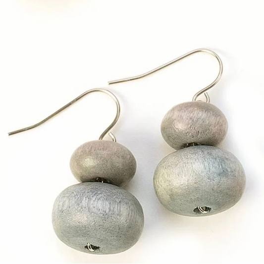 Lotus Feet Papa Earrings in Light Grey