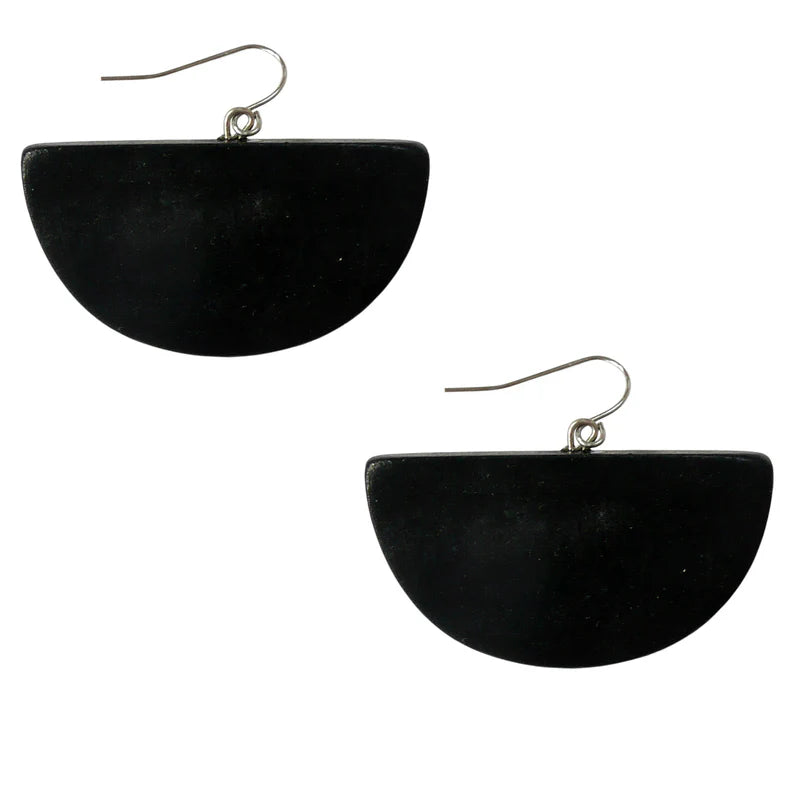 Lotus Feet Black Half Circle Dropper Earrings