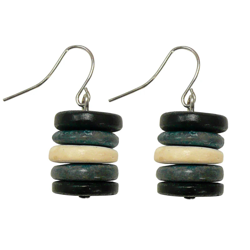 Lotus Feet HAE5K Black and Grey Coco Stack Earrings