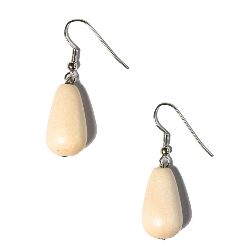 Lotus Feet HAE7 Wood Tear Drop Earrings
