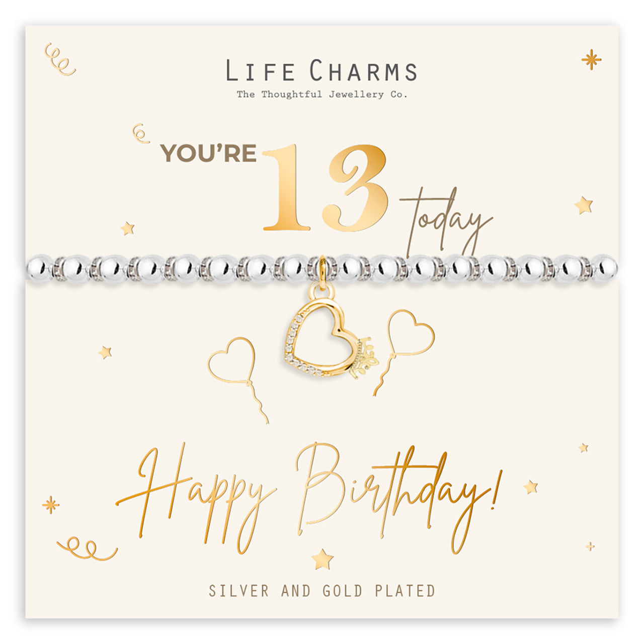 Life Charms Bracelet Happy 13th Birthday