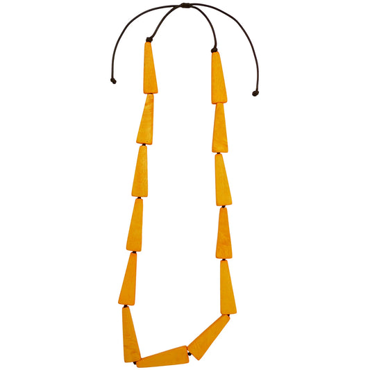 Lotus Feet Mustard Yellow Triangle Wood Necklace HC0122