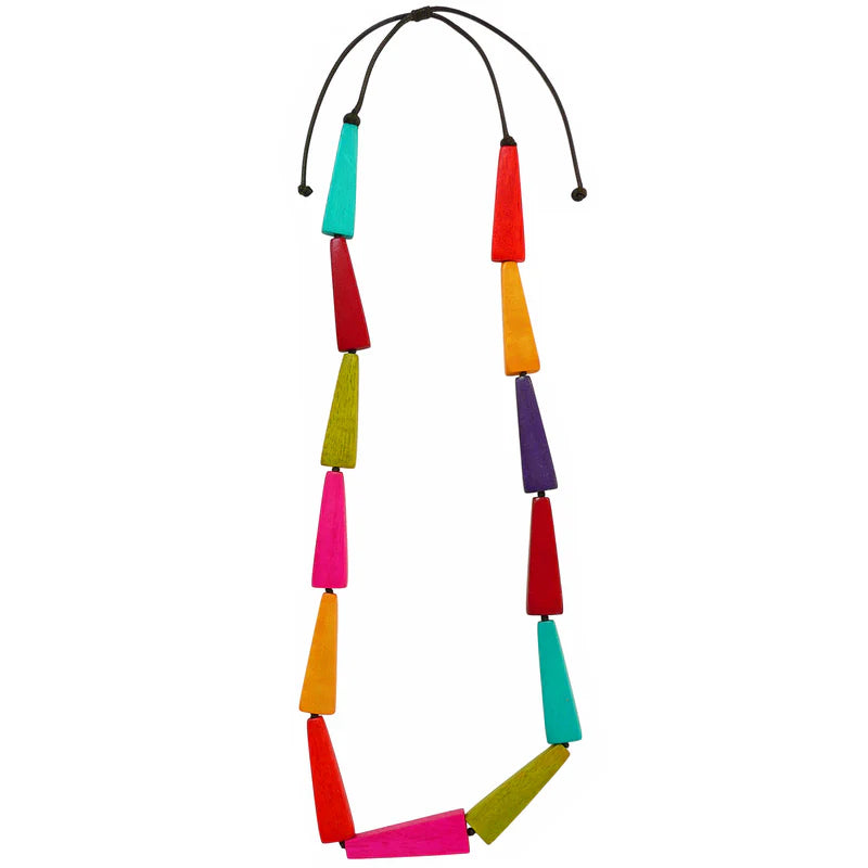 Lotus Feet Multi Colour Triangle Wooden Necklace