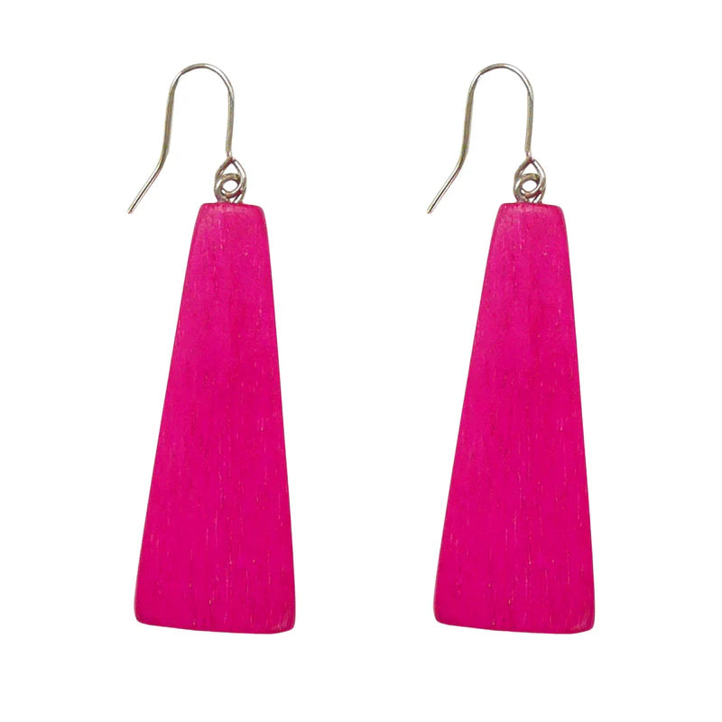 Lotus Feet HC012E Fuchsia Pink Traingle Drop Earrings
