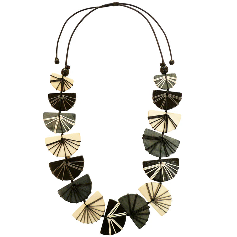 Lotus Feet Long Necklace Japanese Fan Design