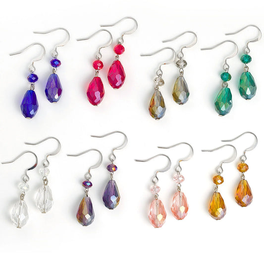 Lotus Feet Crystal Tear Drop Earrings