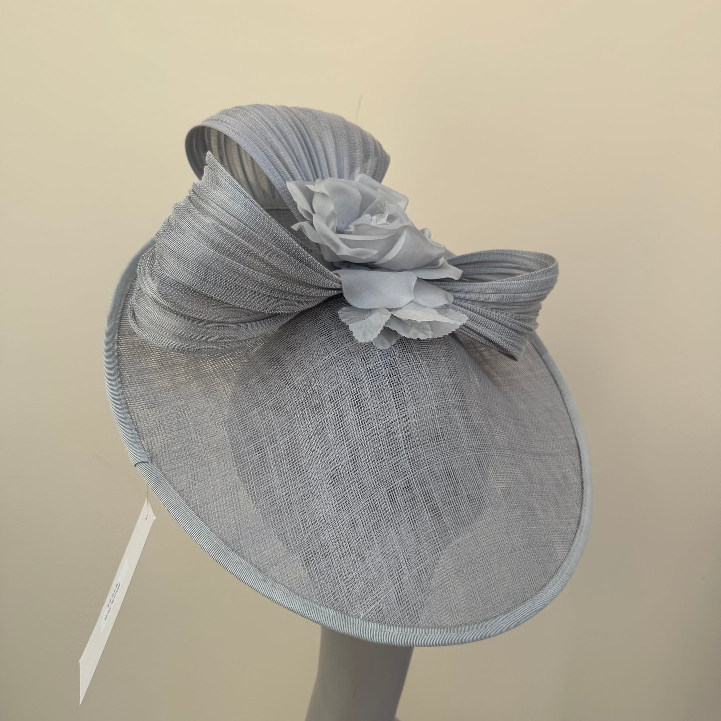 J Bees JB25/59 Steel Grey Disc Hatinator with Ribbon and Rose Detail