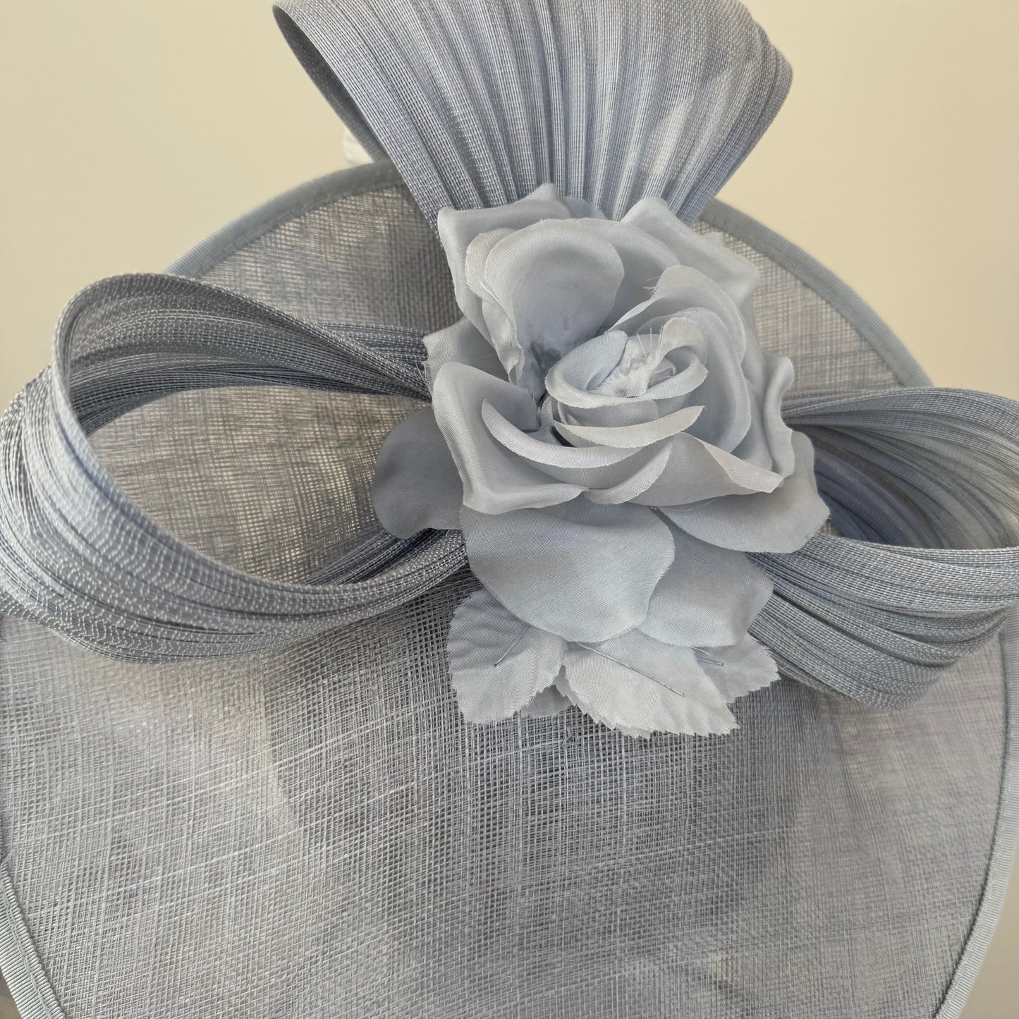 J Bees JB25/59 Steel Grey Disc Hatinator with Ribbon and Rose Detail