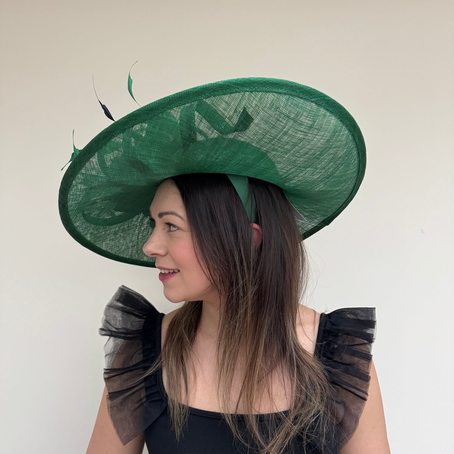 J Bees JB26/1020 Emerald Green & Navy Blue Feather and Ribbon Hatinator
