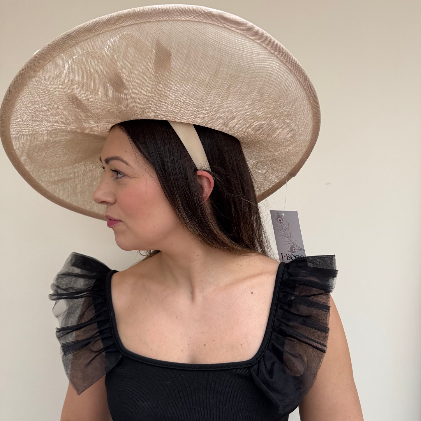 J Bees JB26/1020 Champagne & Ivory Feather and Ribbon Hatinator