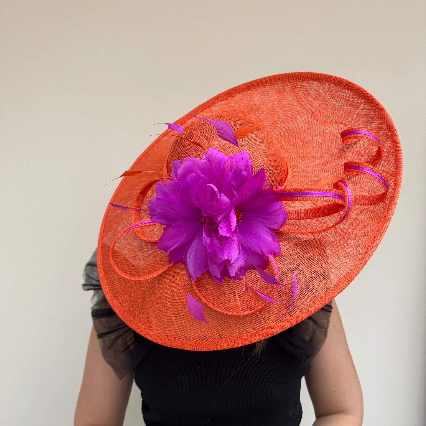 J Bees JB26/1020 Tangerine Orange & Purple Feather and Ribbon Hatinator