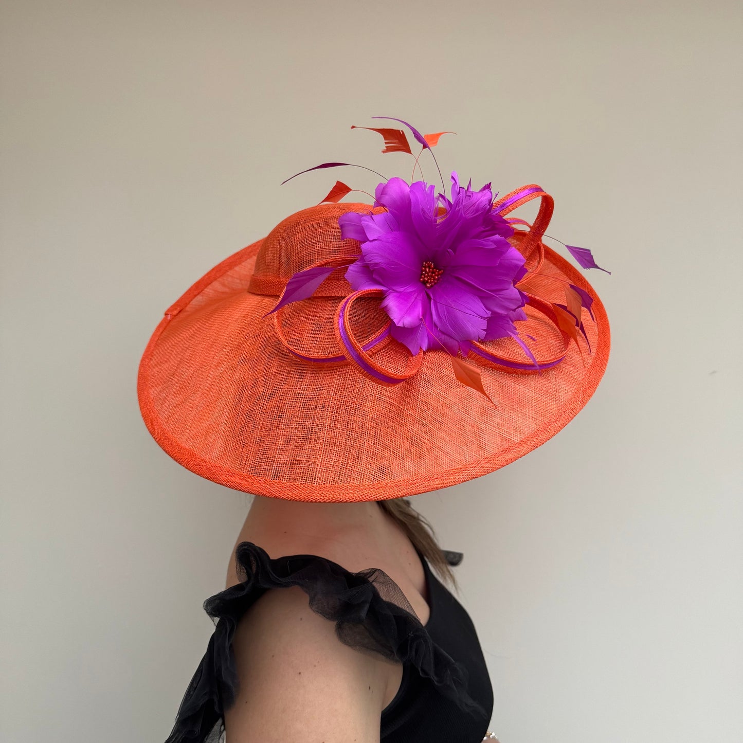 J Bees JB26/1020 Tangerine Orange & Purple Feather and Ribbon Hatinator