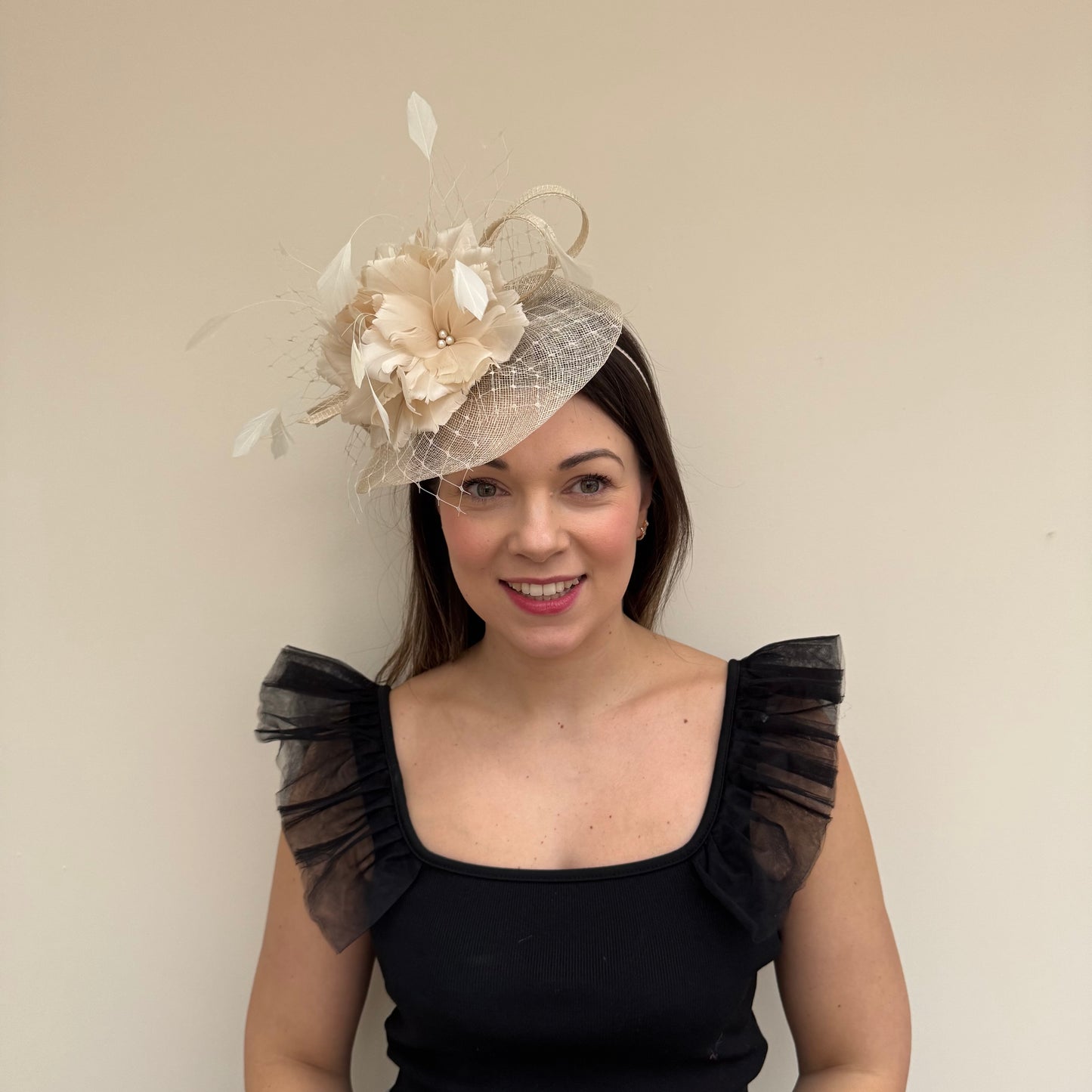 J Bees JB18/040 Sand Feather Fascinator Sand