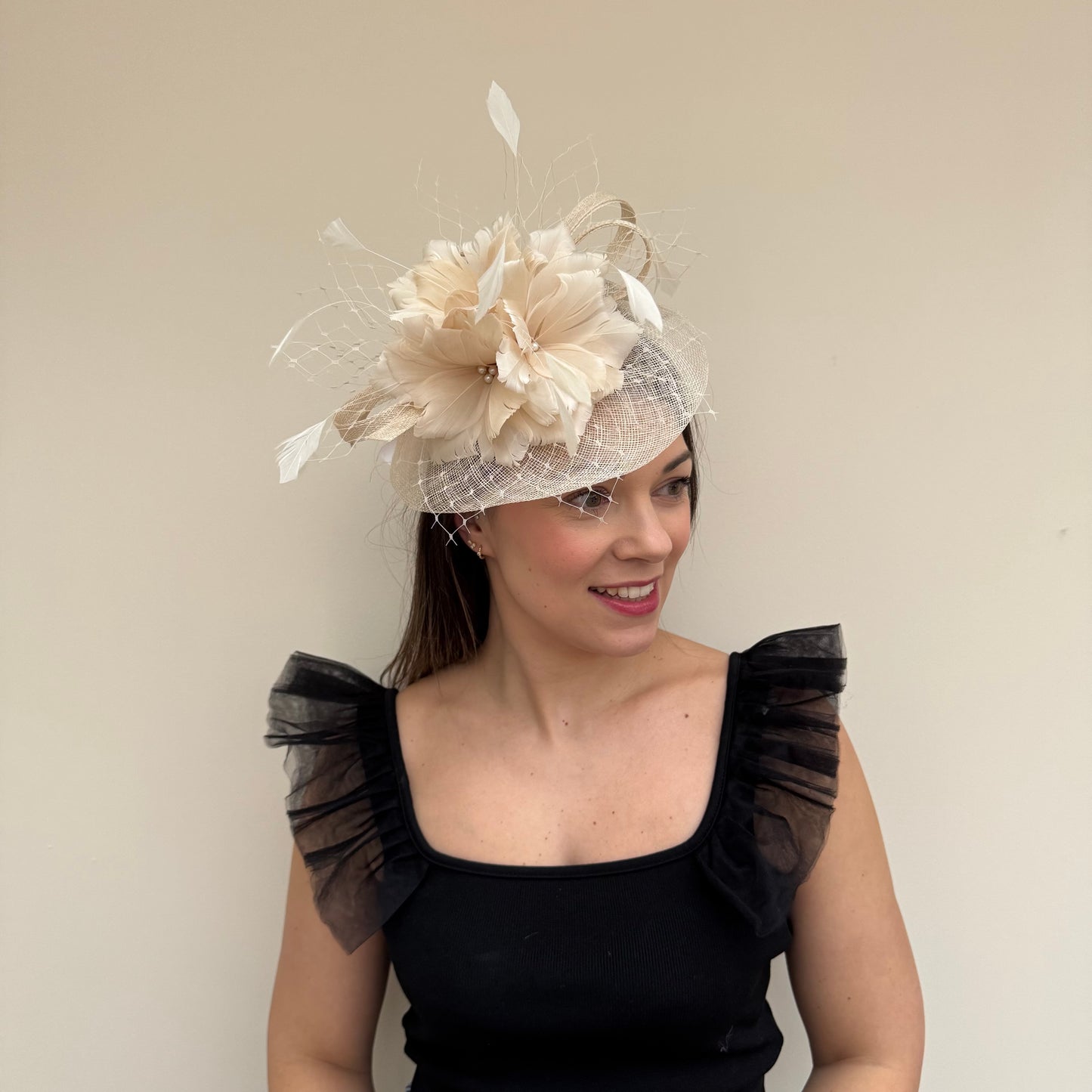 J Bees JB18/040 Sand Feather Fascinator Sand