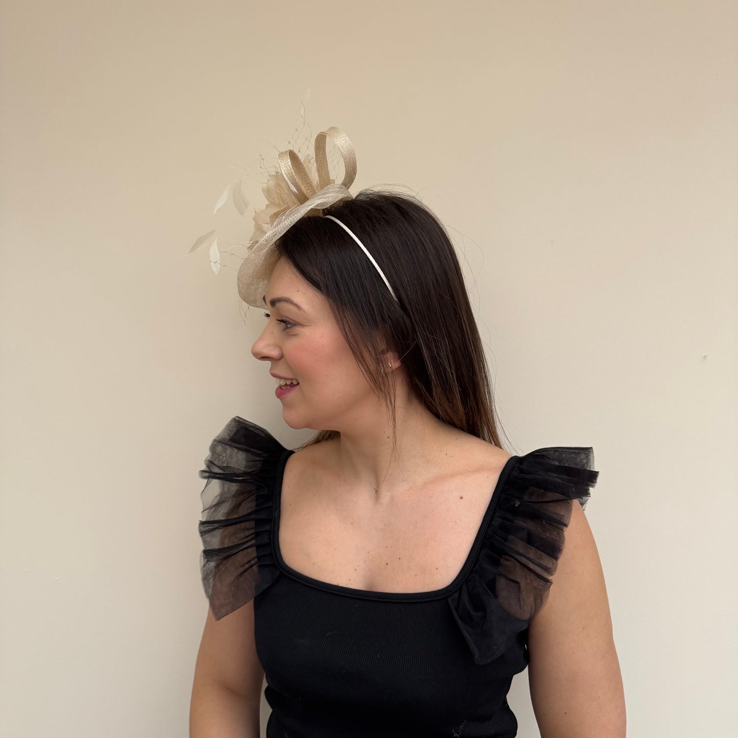 J Bees JB18/040 Sand Feather Fascinator Sand