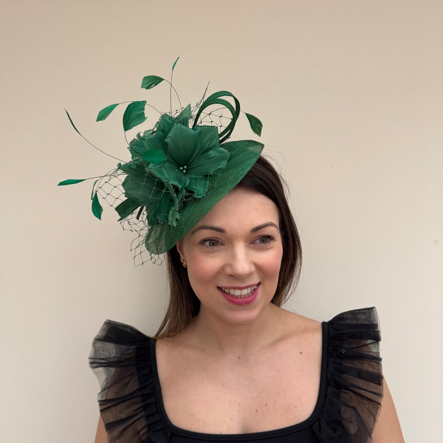 JBees JB18/040 Fascinator with Feathers in Greens
