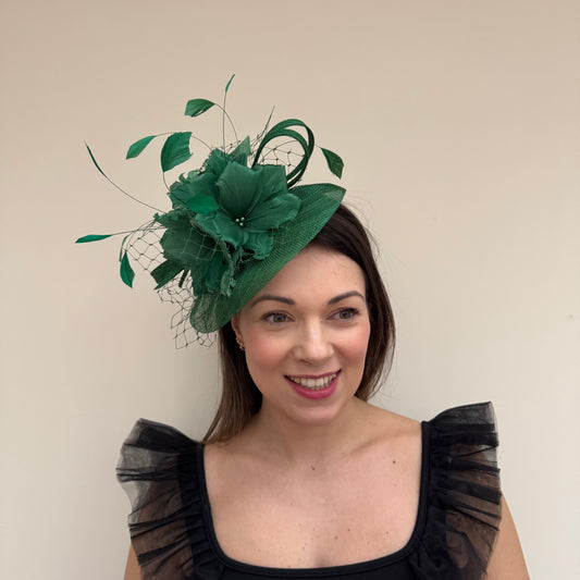 JBees JB18/040 Fascinator with Feathers in Greens
