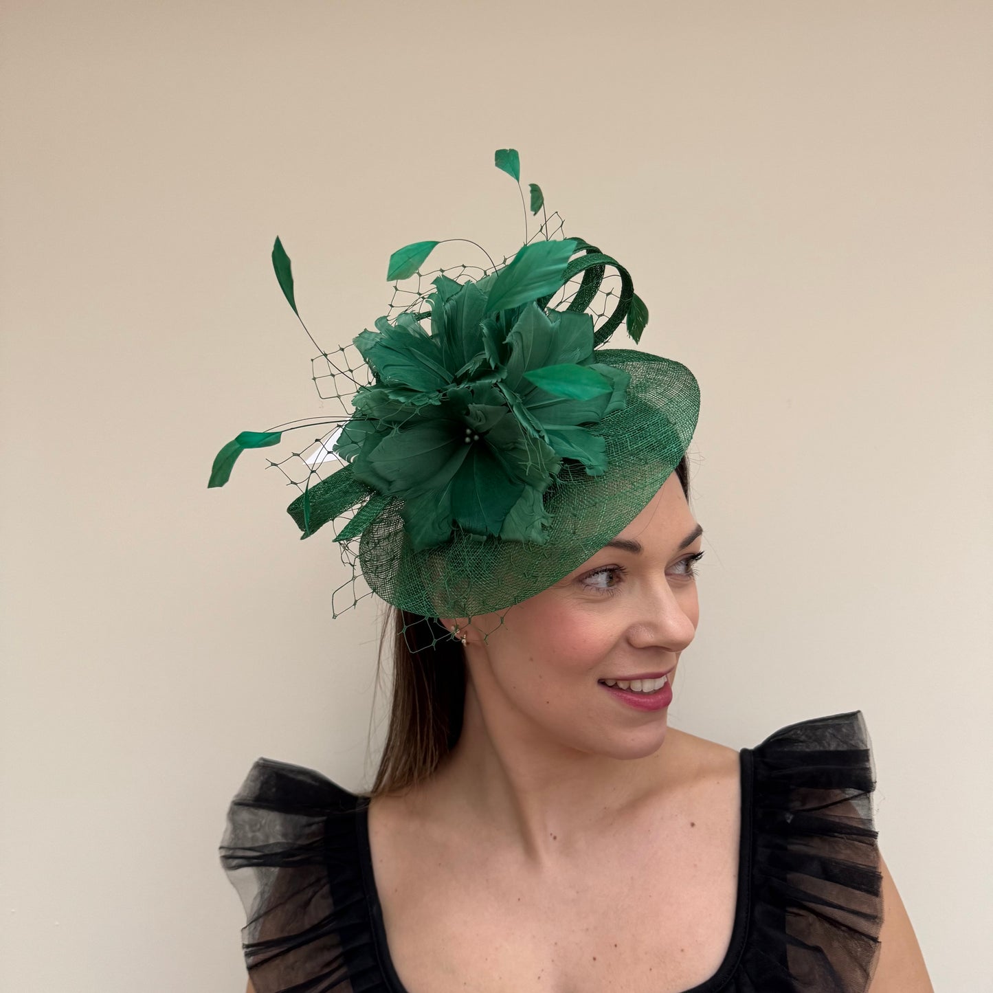 JBees JB18/040 Fascinator with Feathers in Greens