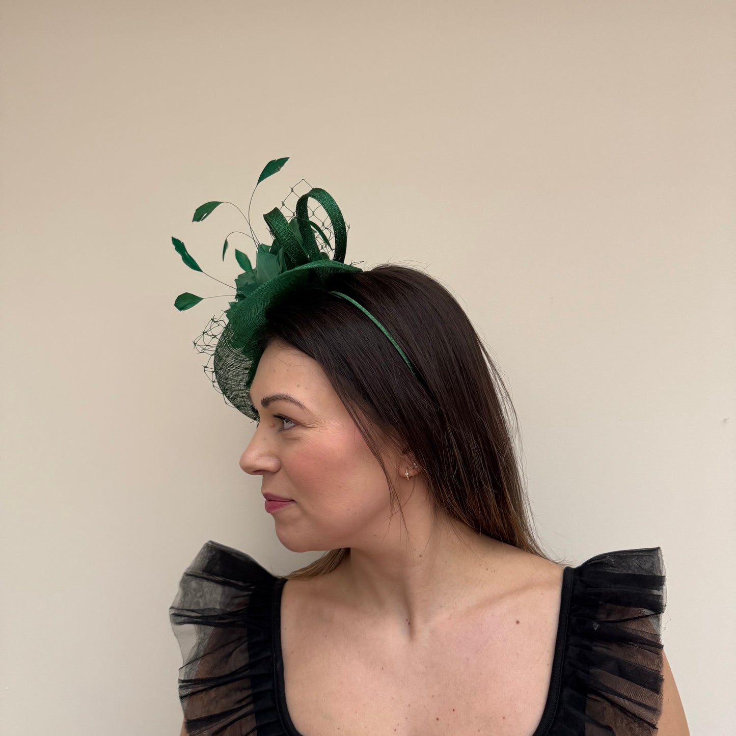 JBees JB18/040 Fascinator with Feathers in Greens