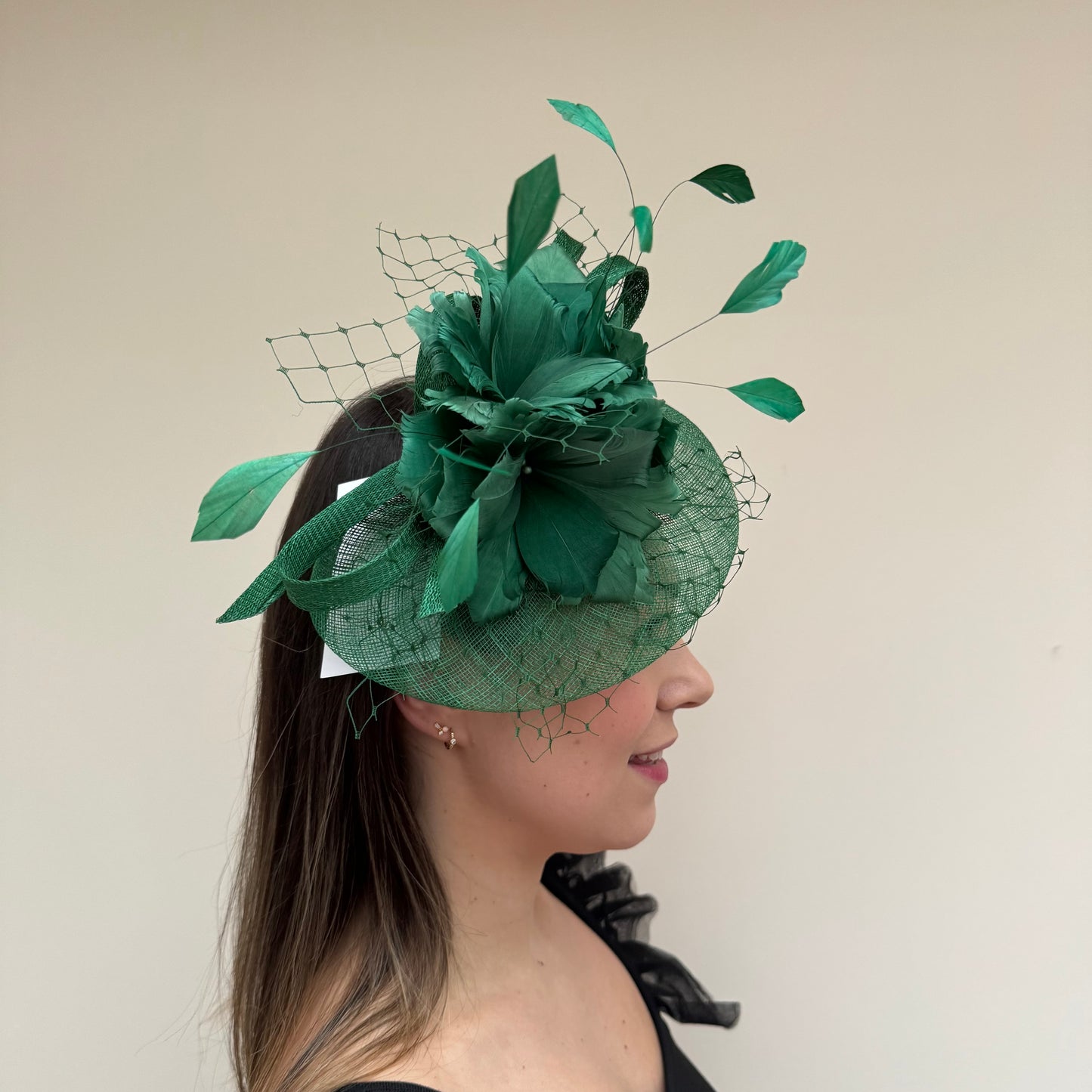 JBees JB18/040 Fascinator with Feathers in Greens